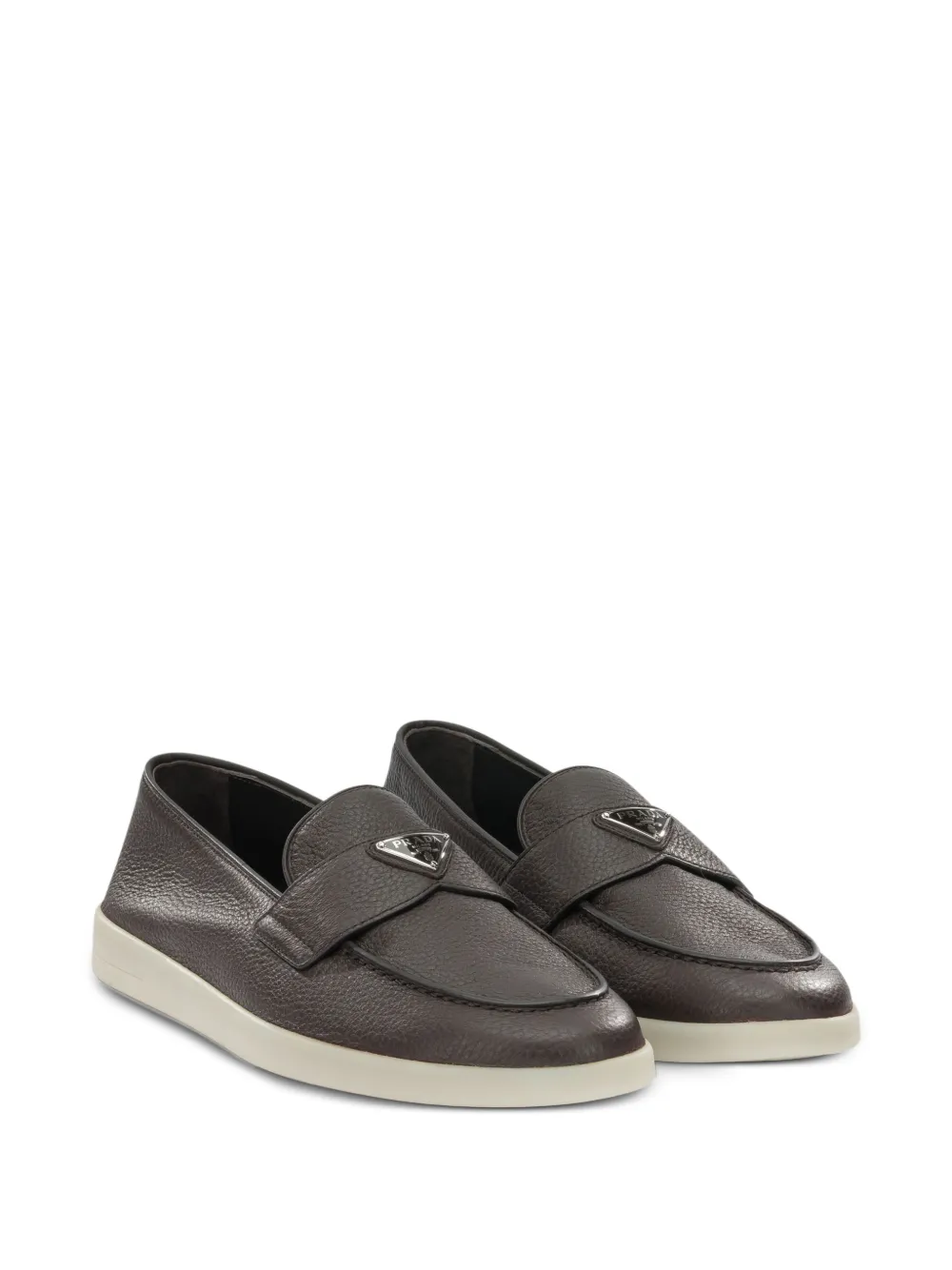 Prada logo-plaque leather loafers Bruin
