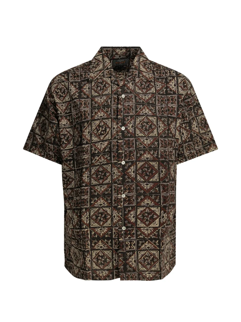 BEAMS PLUS geometric-print short-sleeve shirt - Nero