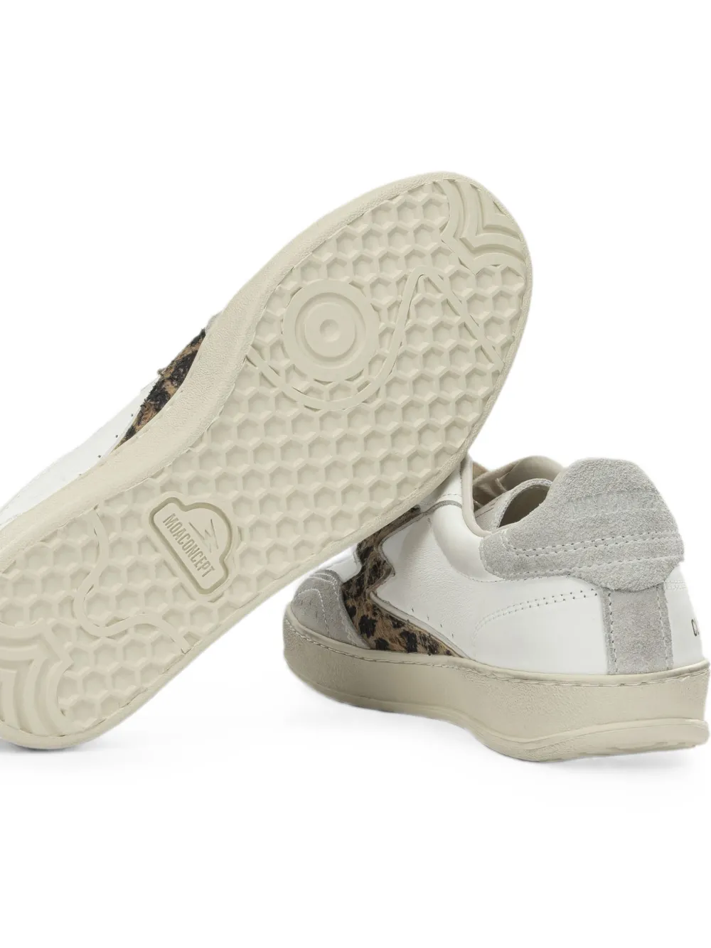 MOA CONCEPT leopard-print panelled leather sneakers Wit
