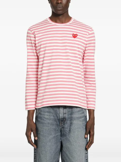 Comme Des Garçons Play striped heart-patch T-shirt
