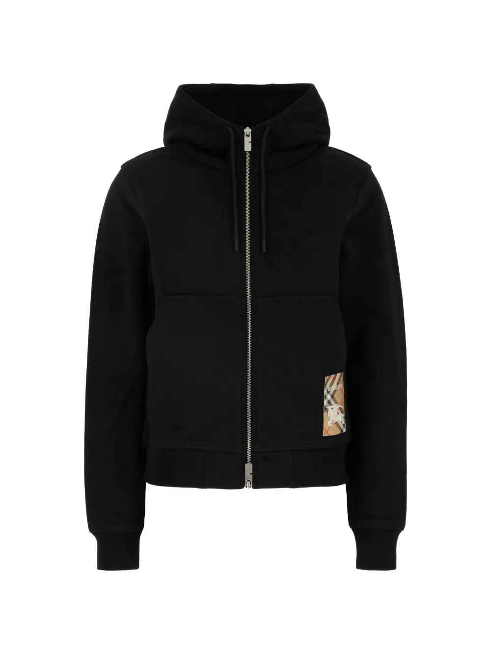 Burberry logo-patch zip-up hoodie - Nero