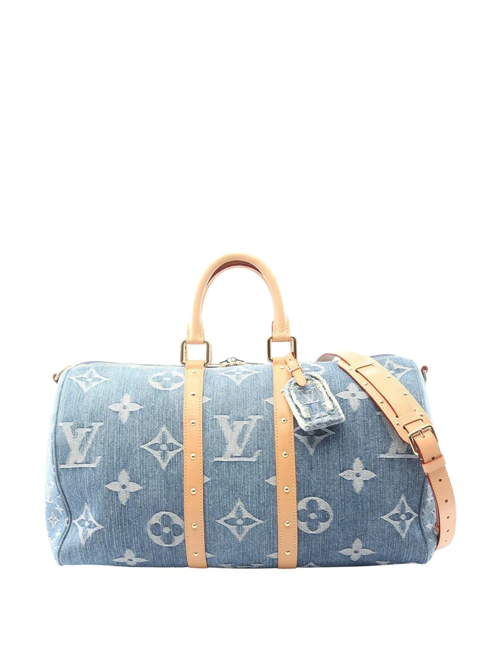 Louis Vuitton Pre-Owned 2010-2026 Monogram Denim Studded Keepall Bandouliere 45 travel bag - Blu