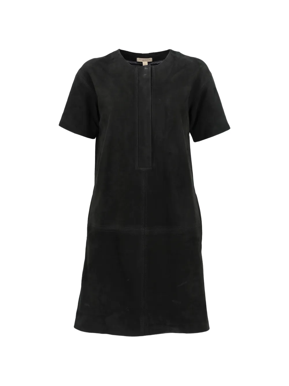 Pre-owned Burberry Suede Short-sleeve Dress In Black