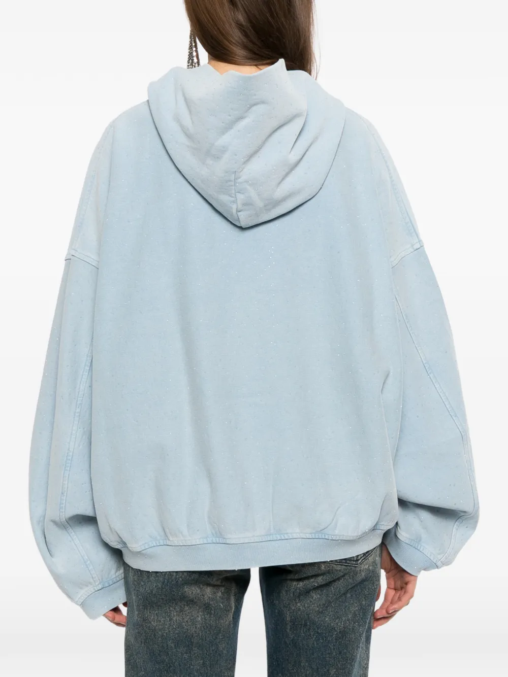Alexander Wang Hoodie verfraaid met kristallen en rits Blauw