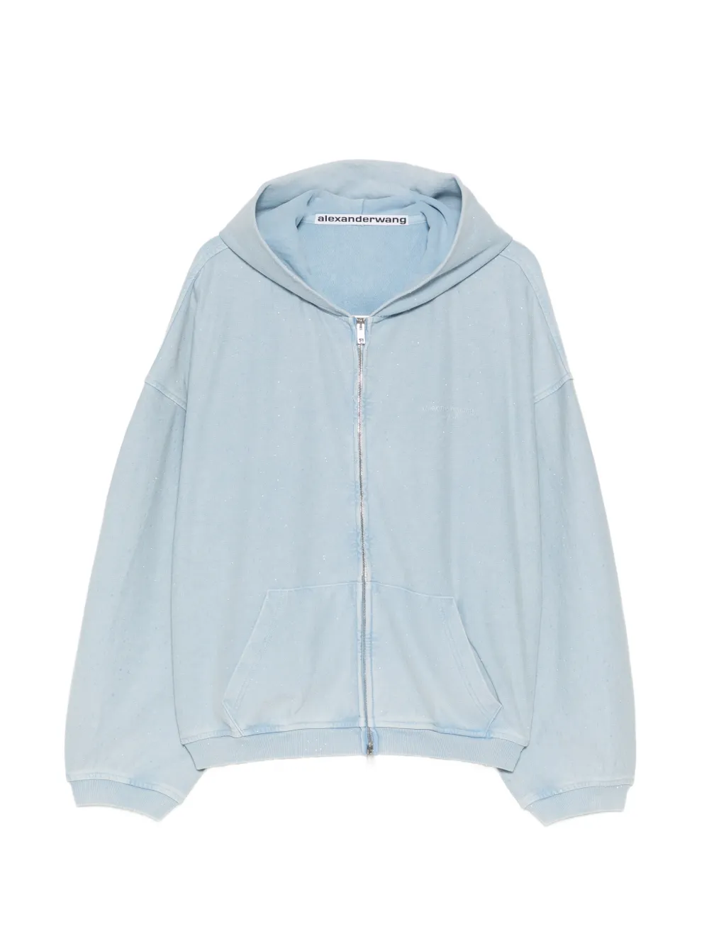 Alexander Wang crystal-embellished zip-up hoodie - Blue
