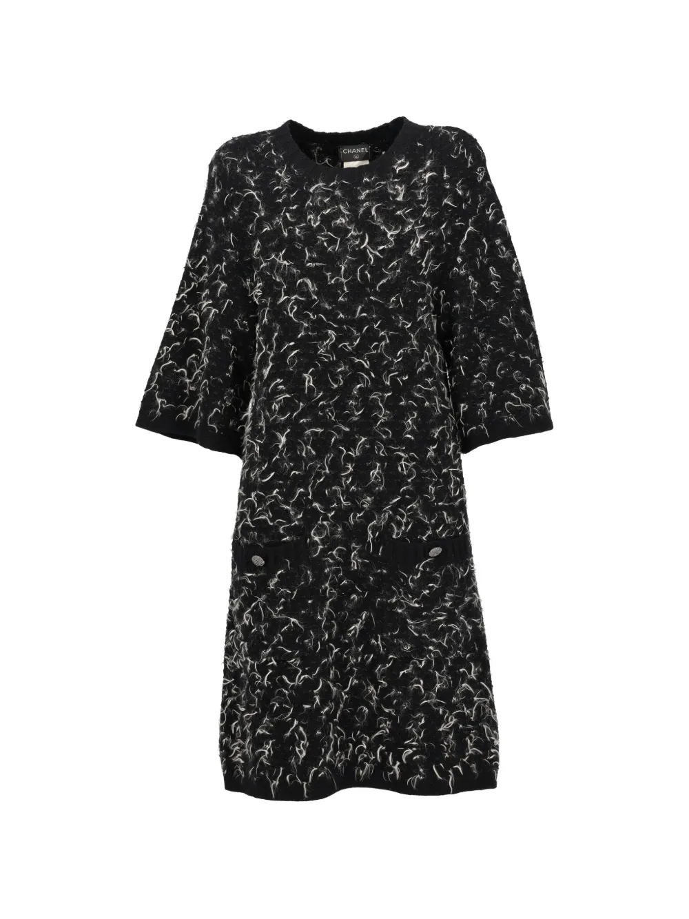 CHANEL Pre-Owned feather-effect button-detail dress - Nero