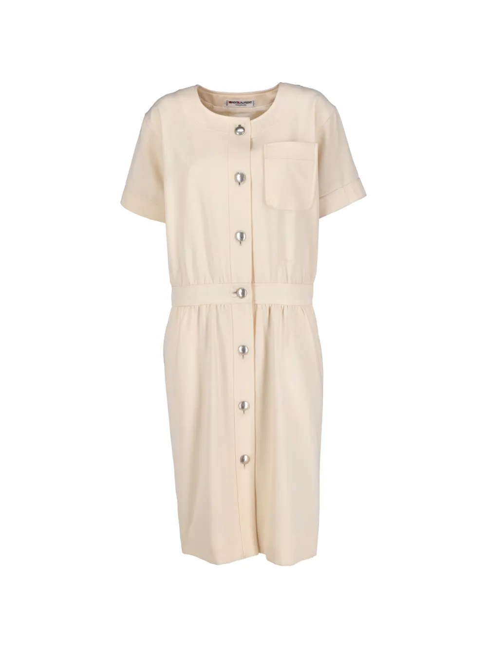 Saint Laurent Pre-Owned button-up short-sleeve dress - Neutrals