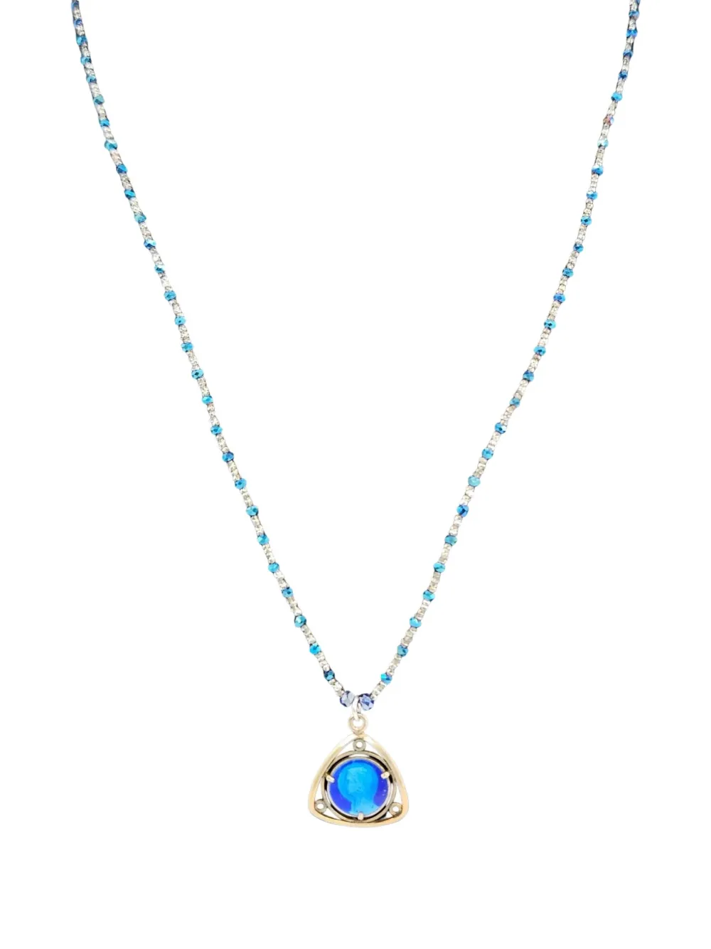 Madison blue Mary-2 bead-embellished necklace - Silber