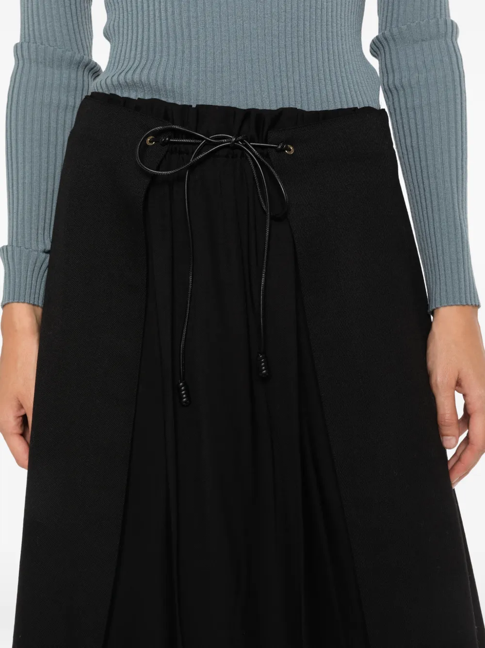 Moncler drawstring layered-detail midi skirt Zwart