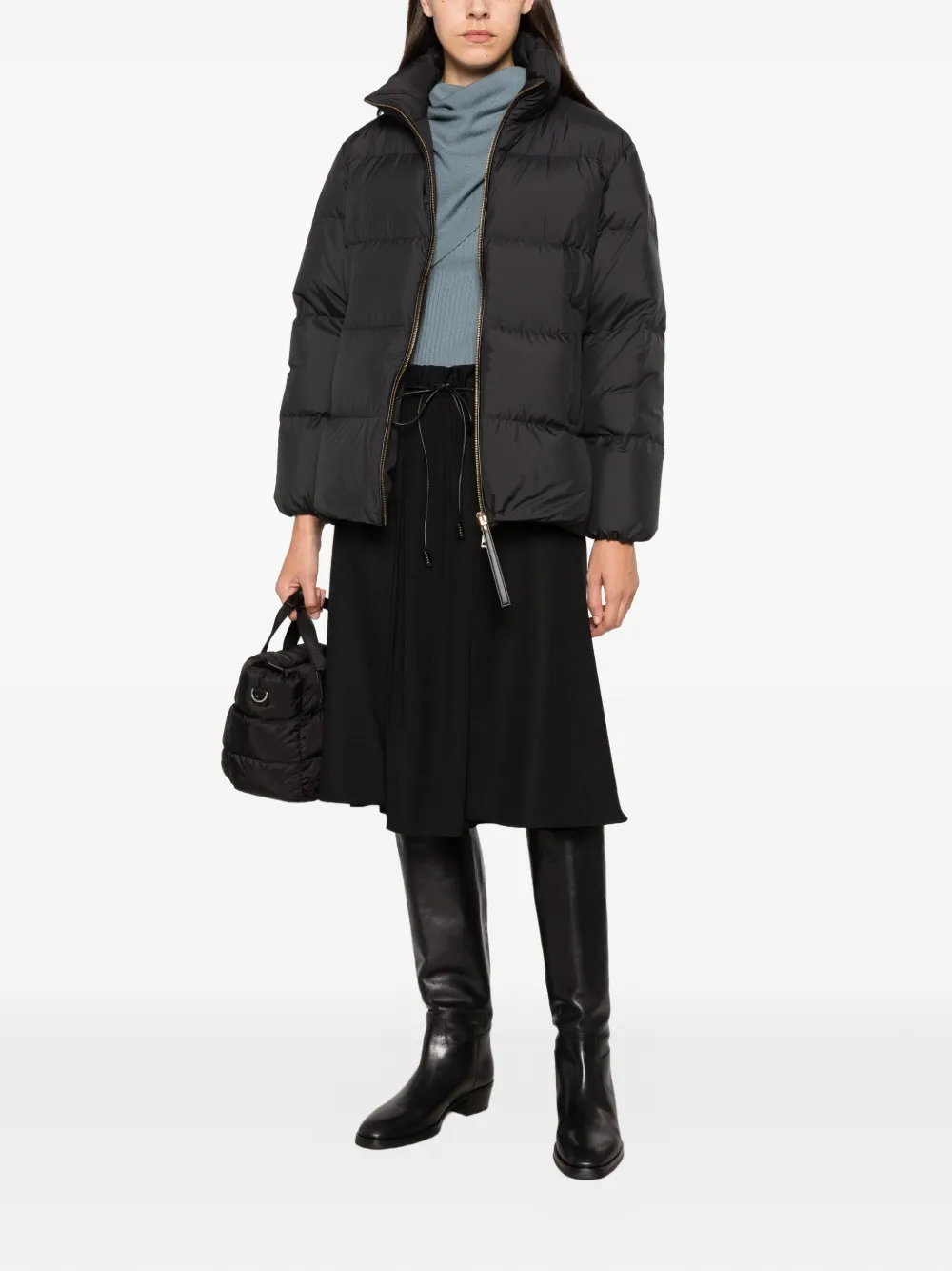 Moncler drawstring layered-detail midi skirt Zwart