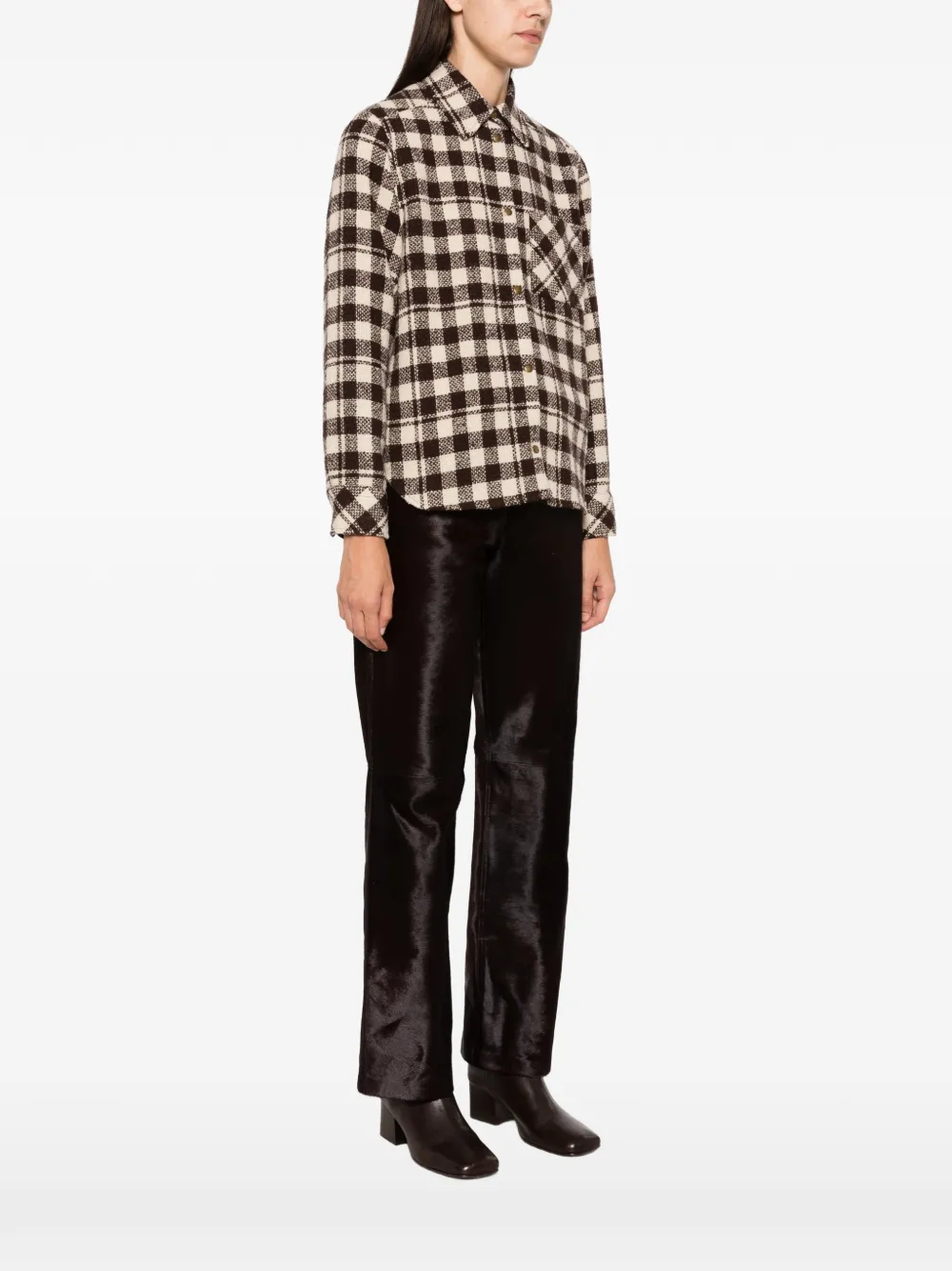 Moncler check-print chest-pocket shirt Bruin