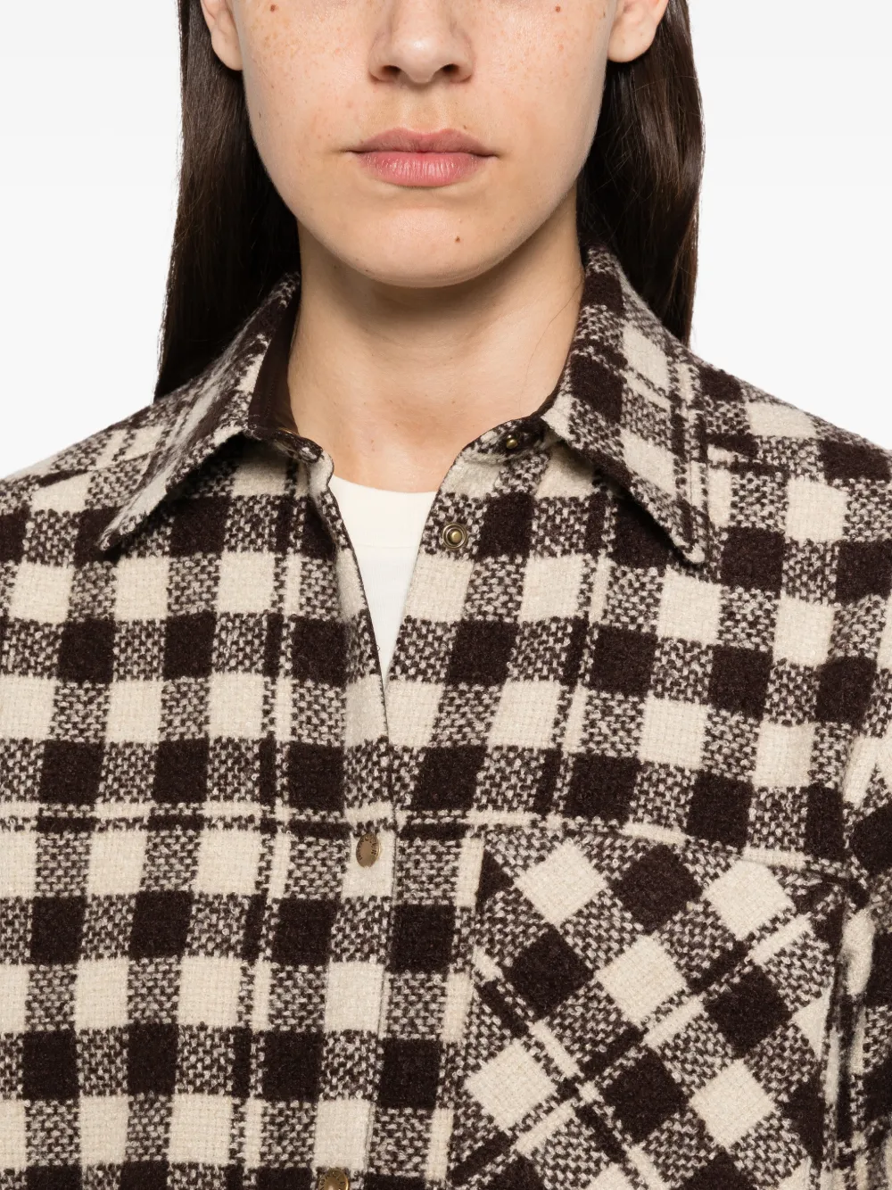 Moncler check-print chest-pocket shirt Bruin