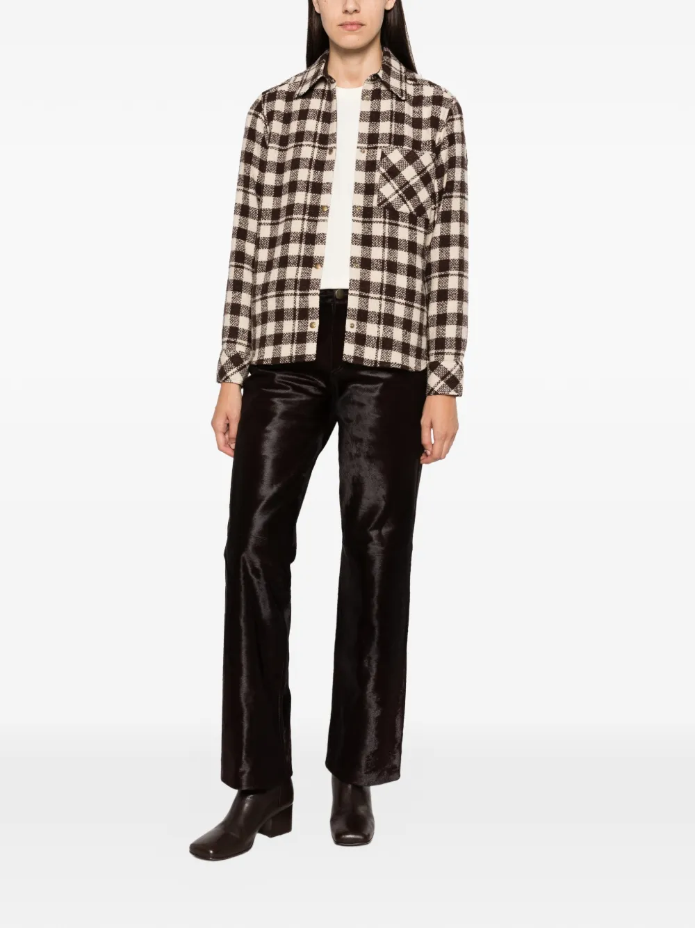 Moncler check-print chest-pocket shirt Bruin