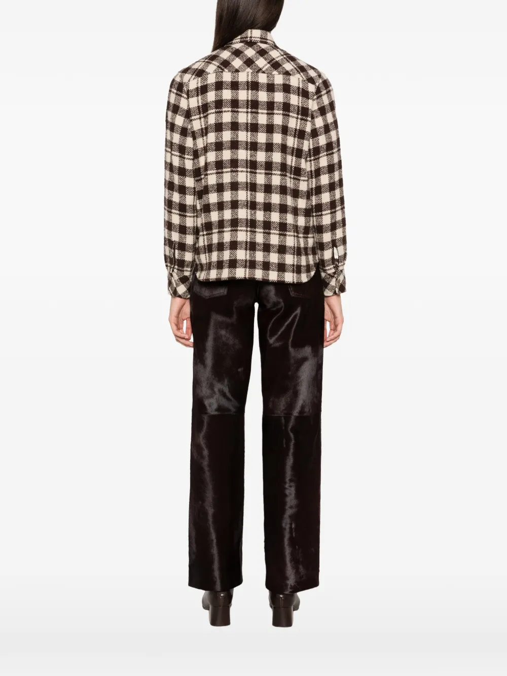 Moncler check-print chest-pocket shirt Bruin