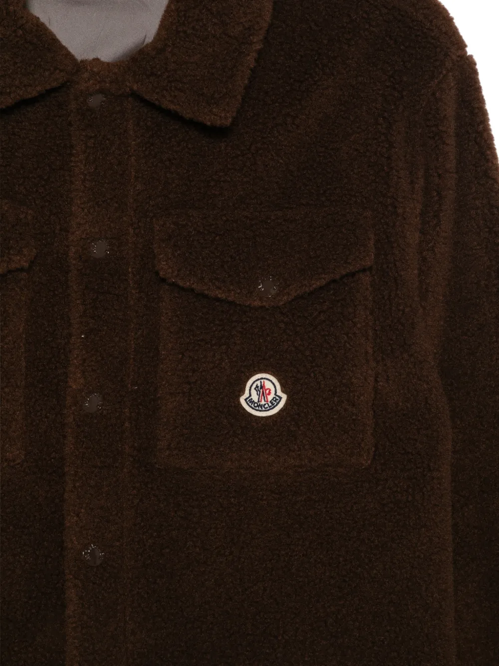 Moncler Enfant Fleece shirtjack met logo-patch Bruin