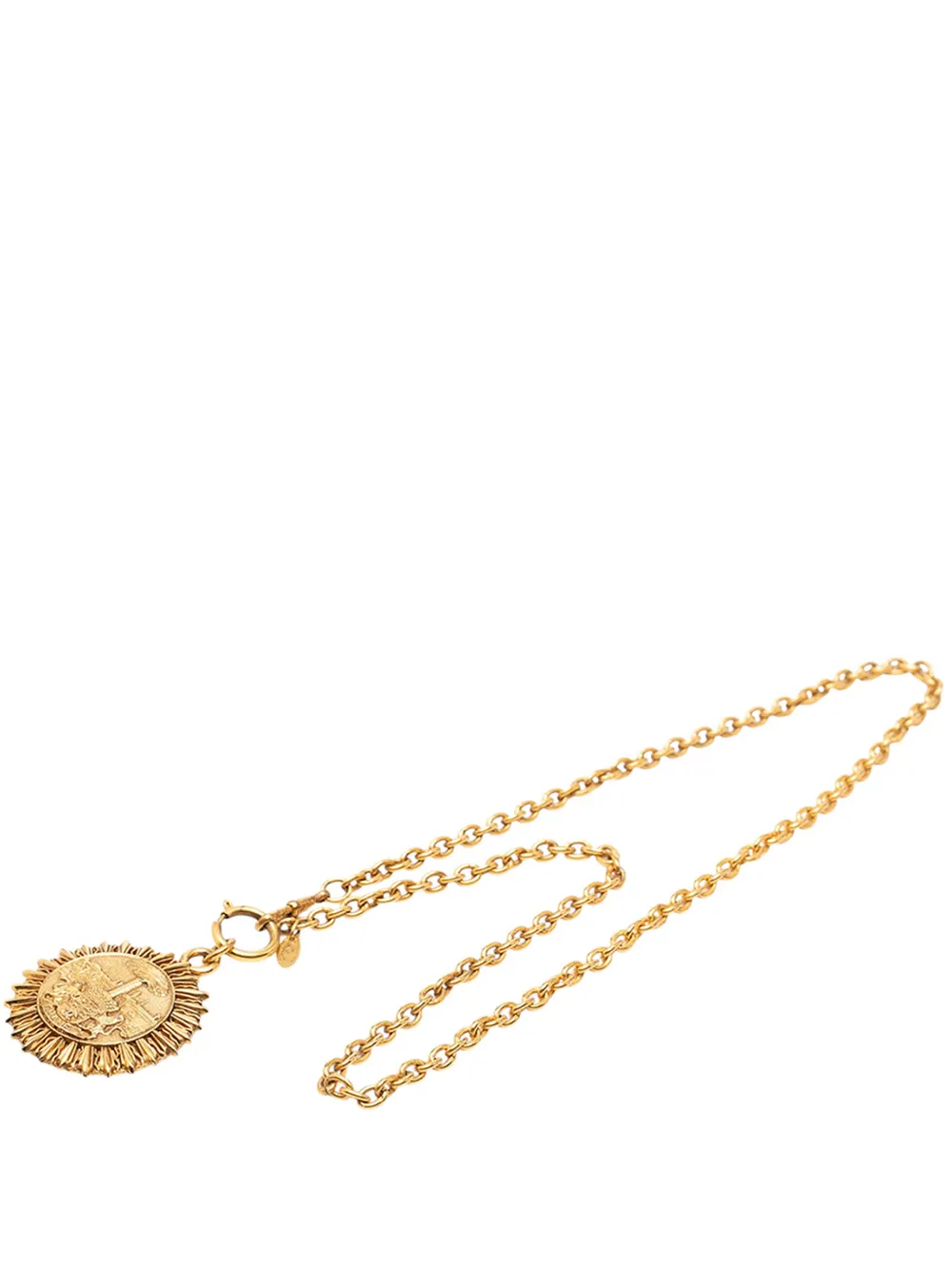 CHANEL Pre-Owned 1970-1980 Gold Plated Medallion Coat of Arms Sunburst Pendant Necklace costume necklace - Oro
