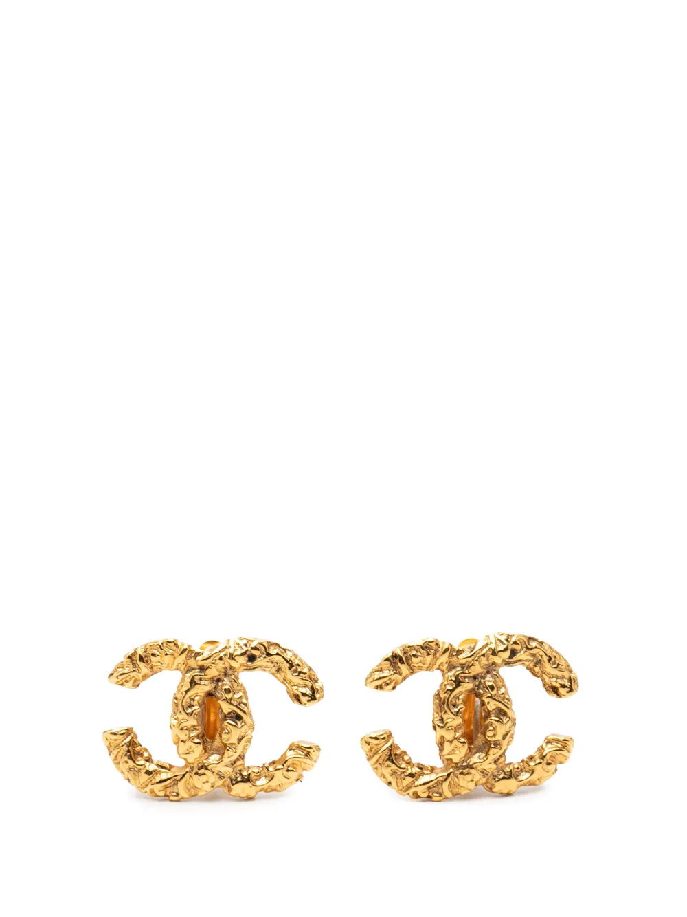 CHANEL Pre-Owned 2003 CC Gold Plated Lava Clip On Earrings costume earrings - Oro
