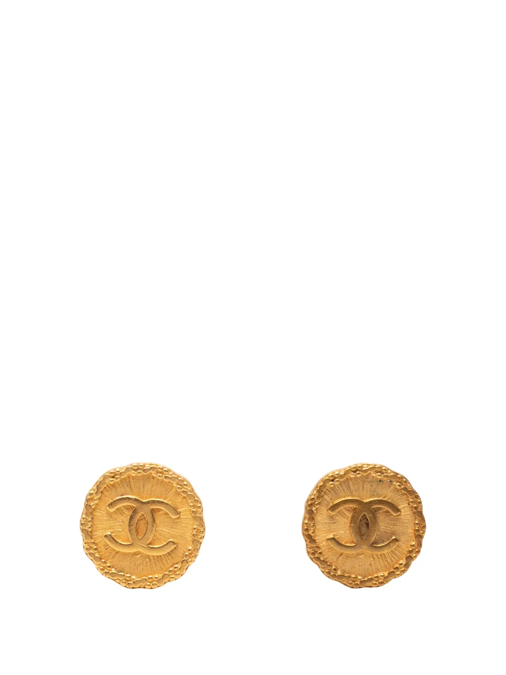 CHANEL Pre-Owned 1993 CC Gold Plated Round Clip On Earrings costume earrings