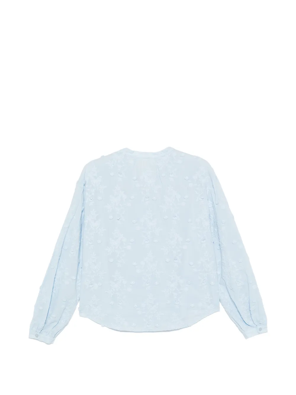 MC2 Saint Barth Liona blouse met geborduurde vlinder en V-hals Blauw