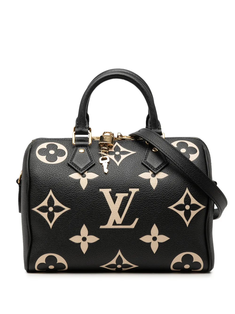 Louis Vuitton Pre-Owned 2021-2026 Bicolor Monogram Empreinte Giant Speedy Bandouliere 25 satchel - Black