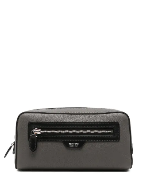 TOM FORD logo-plaque pebbled wash bag