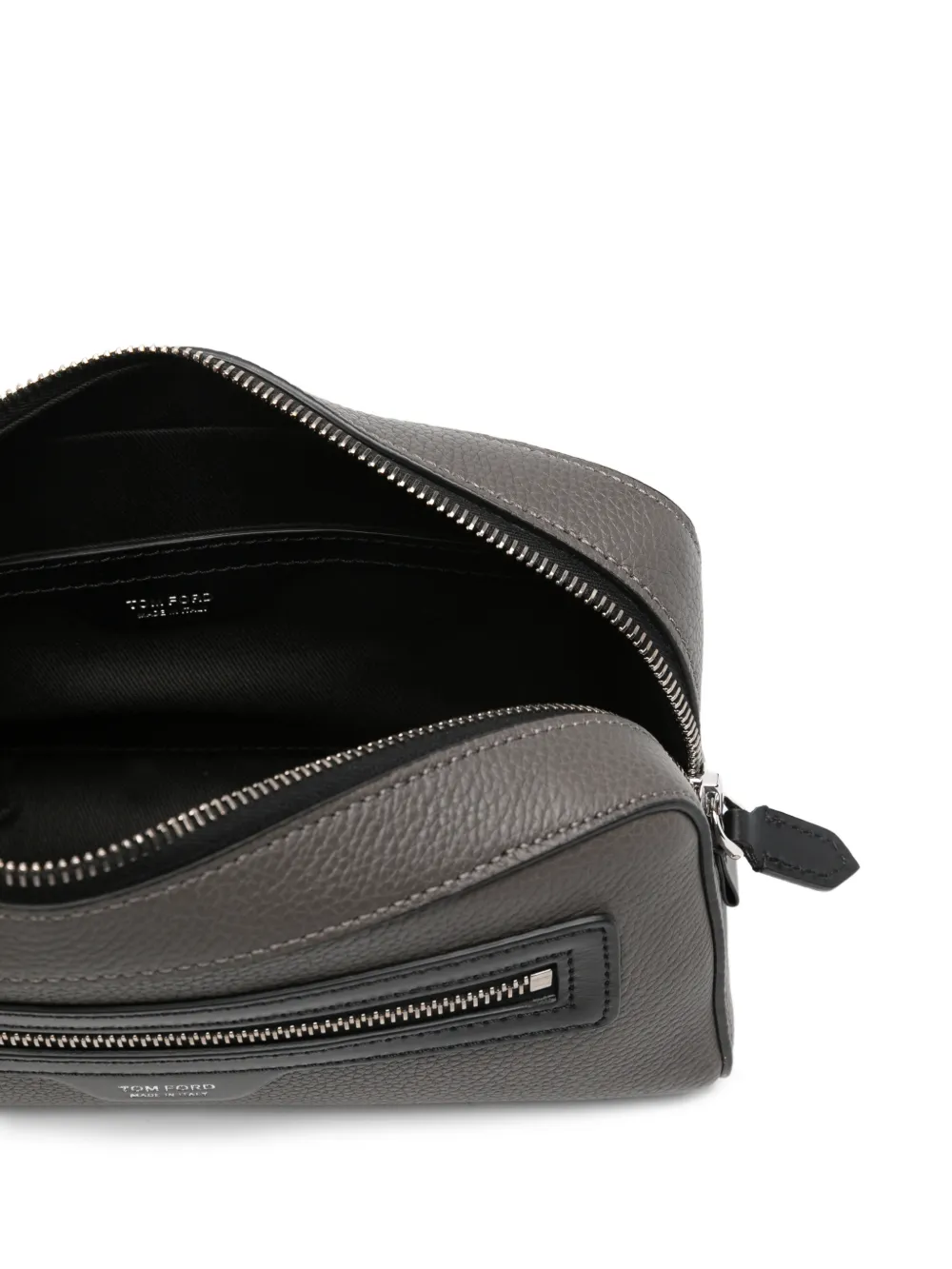 TOM FORD Toilettas met logoplakkaat Grijs
