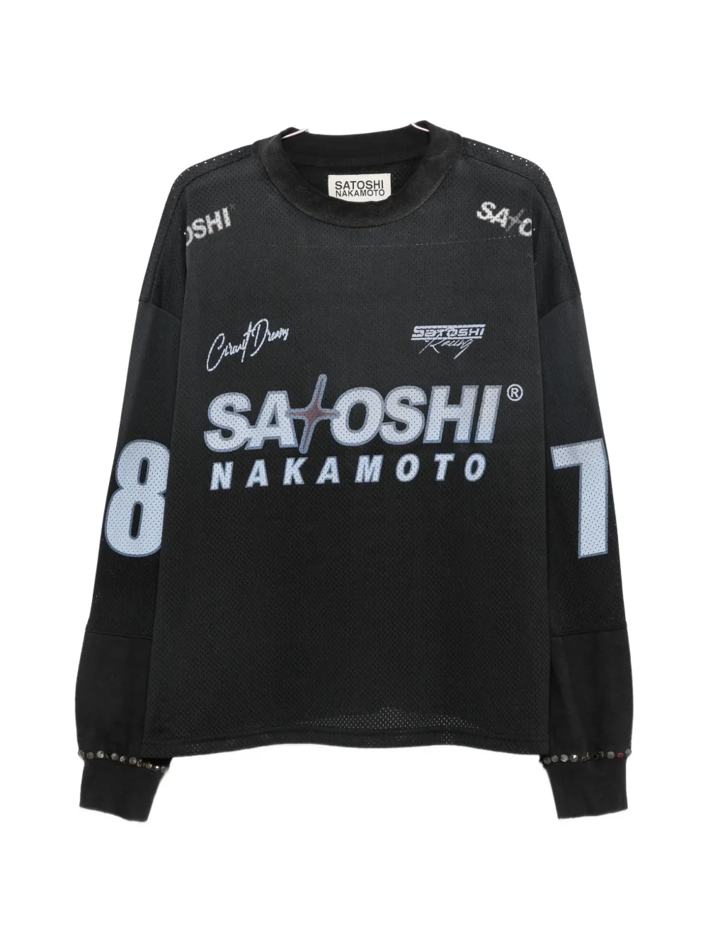 SATOSHI NAKAMOTO logo-print mesh T-shirt - Nero