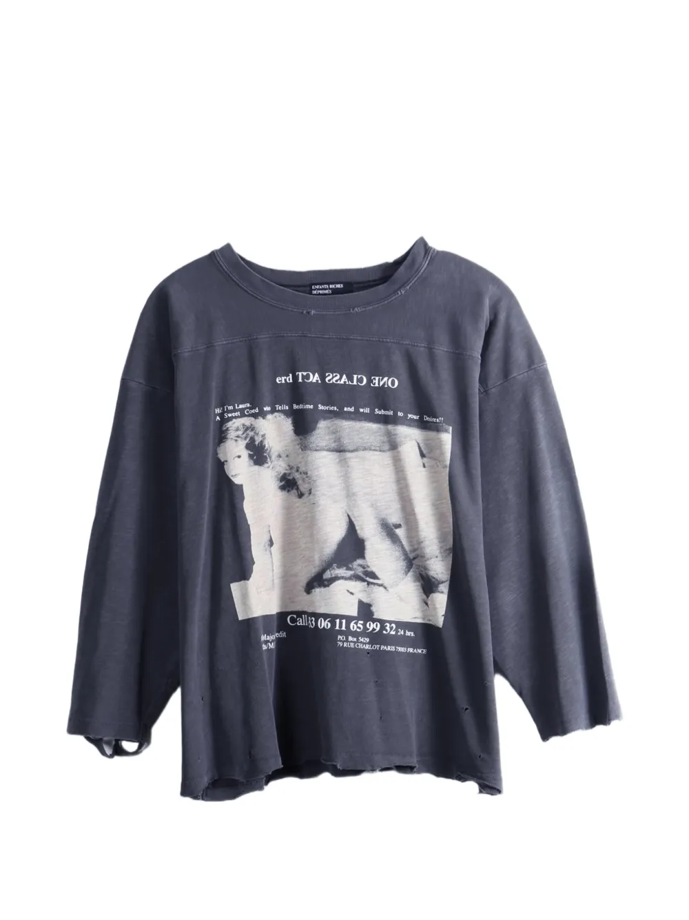 ENFANTS RICHES DÉPRIMÉS ダメージ加工 Tシャツ M Enfants Riches Déprimés ダメージ グラフィック Tシャツ | グレー
