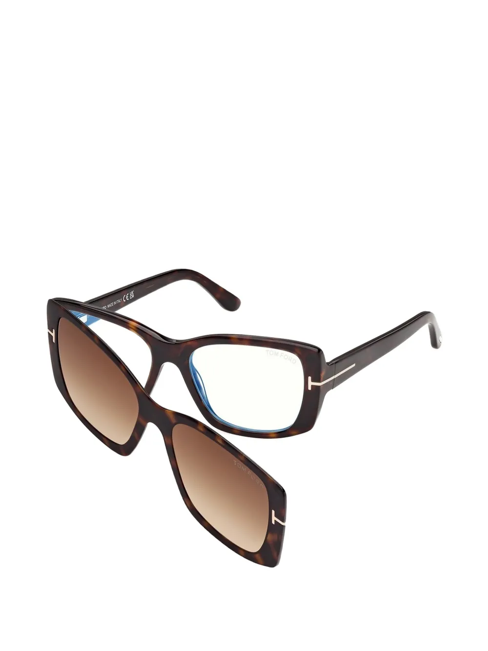 TOM FORD Eyewear Bril met schildpadschild-design en T-logo Bruin