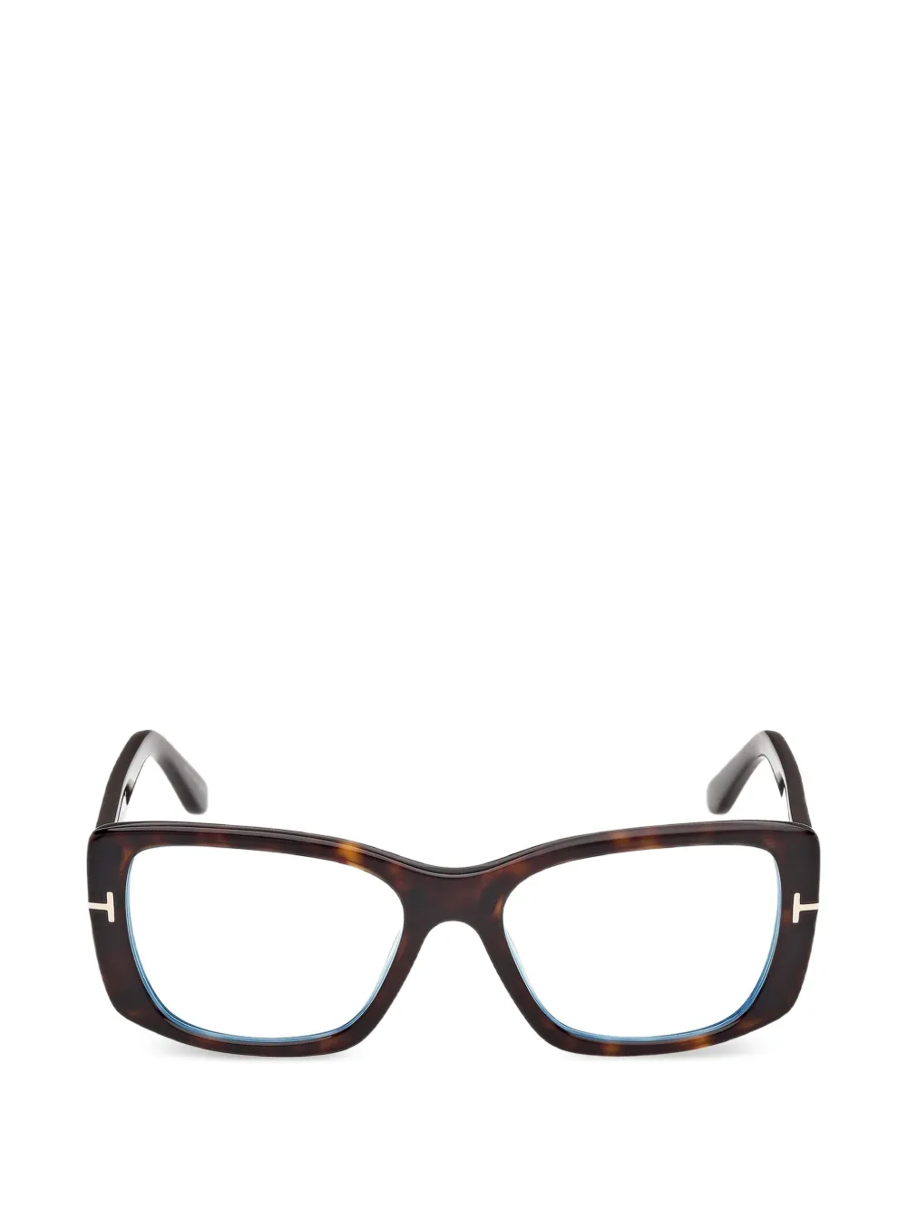 TOM FORD Eyewear tortoiseshell-effect T-logo glasses - Marrone