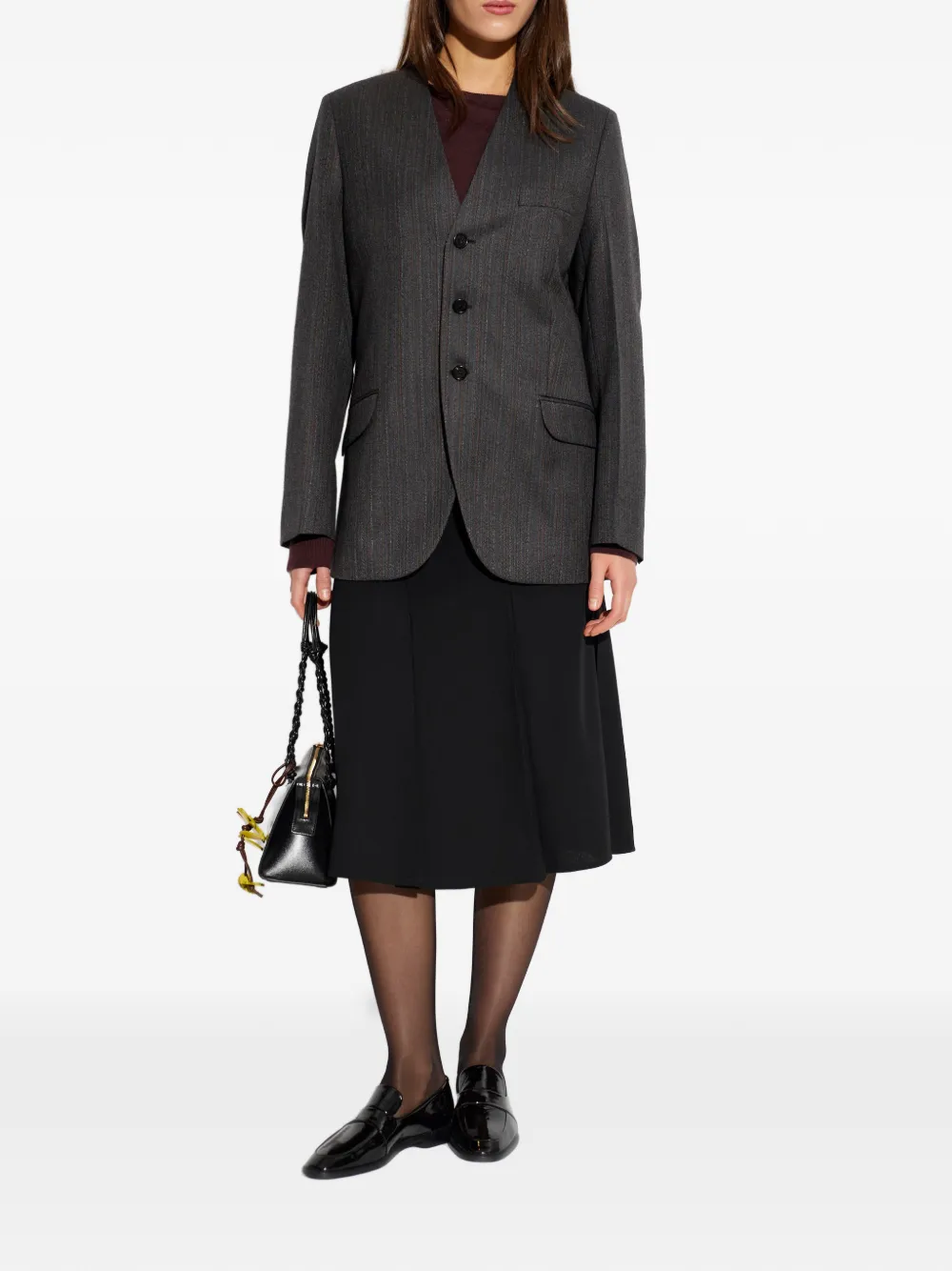 Jil Sander Kraagloze blazer met krijtstreep Grijs