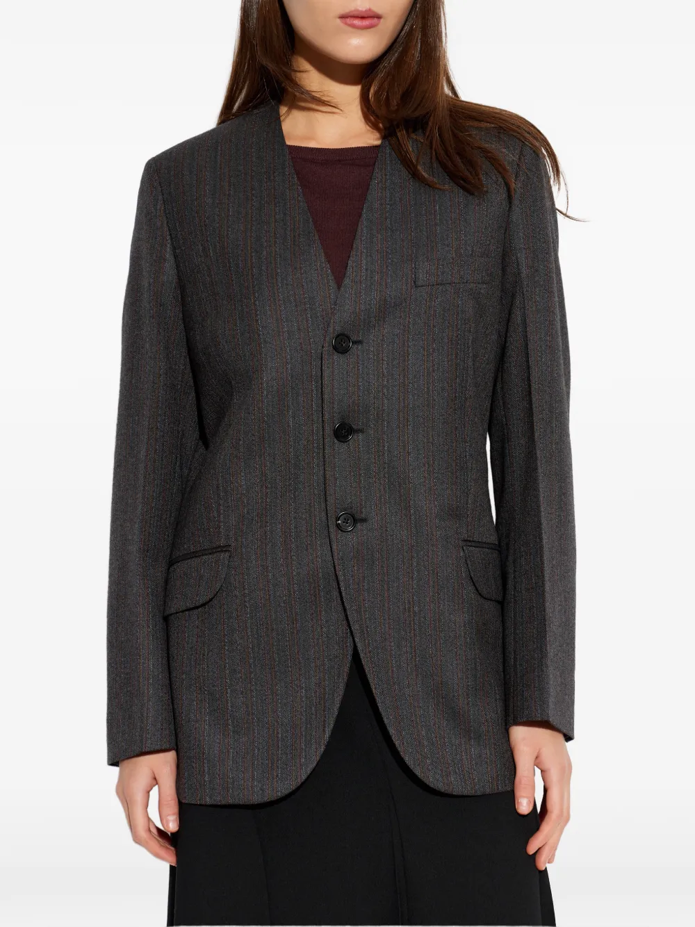Jil Sander Kraagloze blazer met krijtstreep Grijs