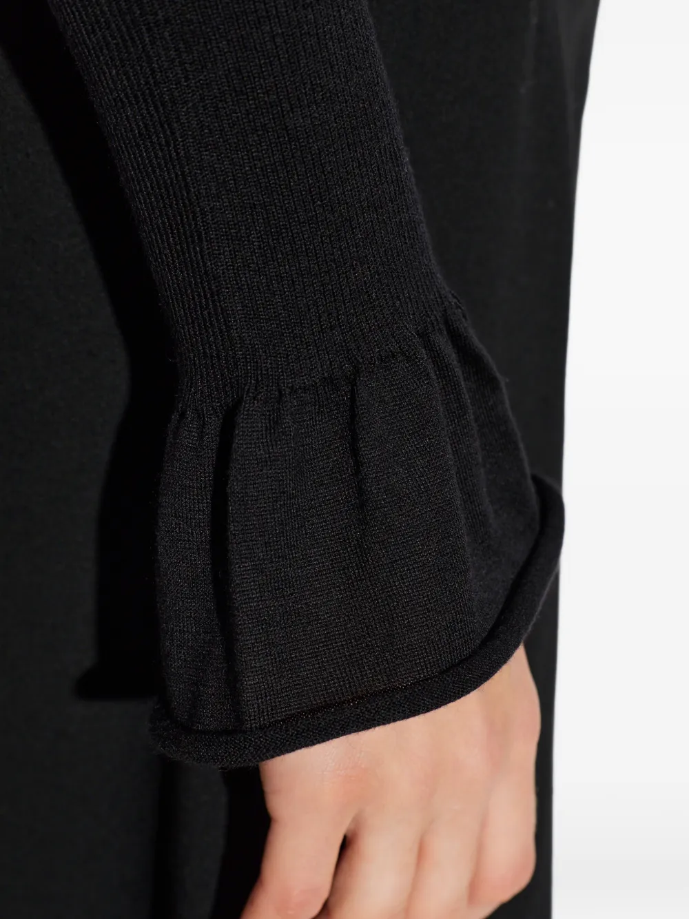 Jil Sander Ribgebreide trui met ruches Zwart