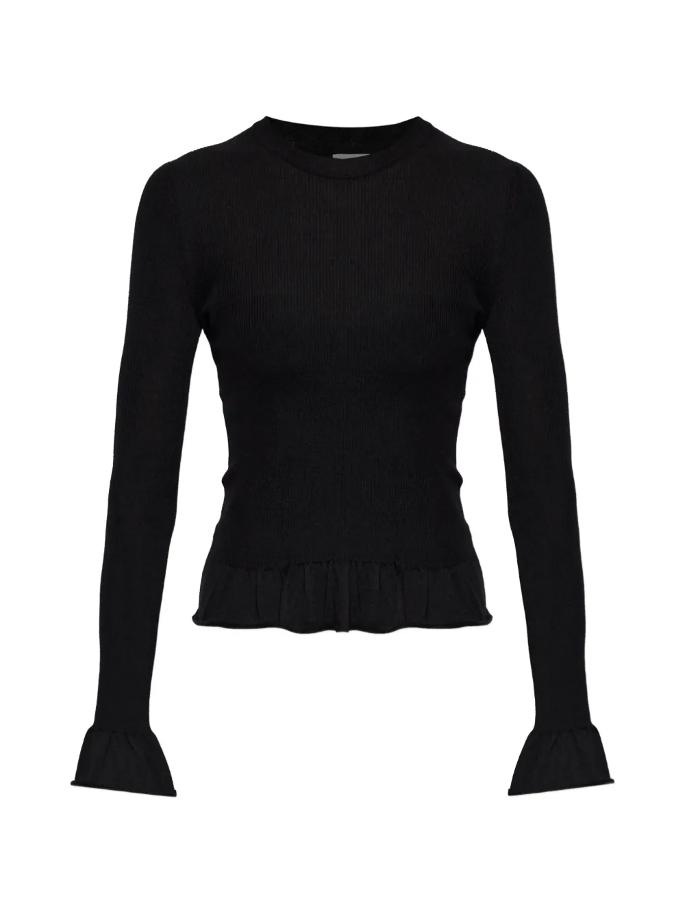 Jil Sander ruffled-cuff ribbed sweater - Black