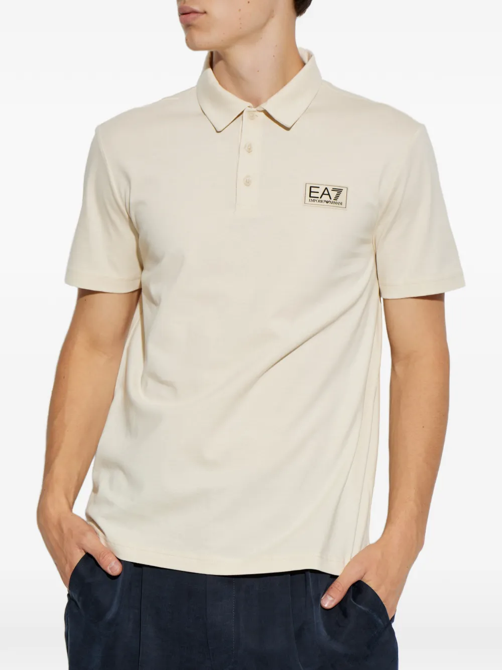 Ea7 Emporio Armani Poloshirt met logopatch Beige