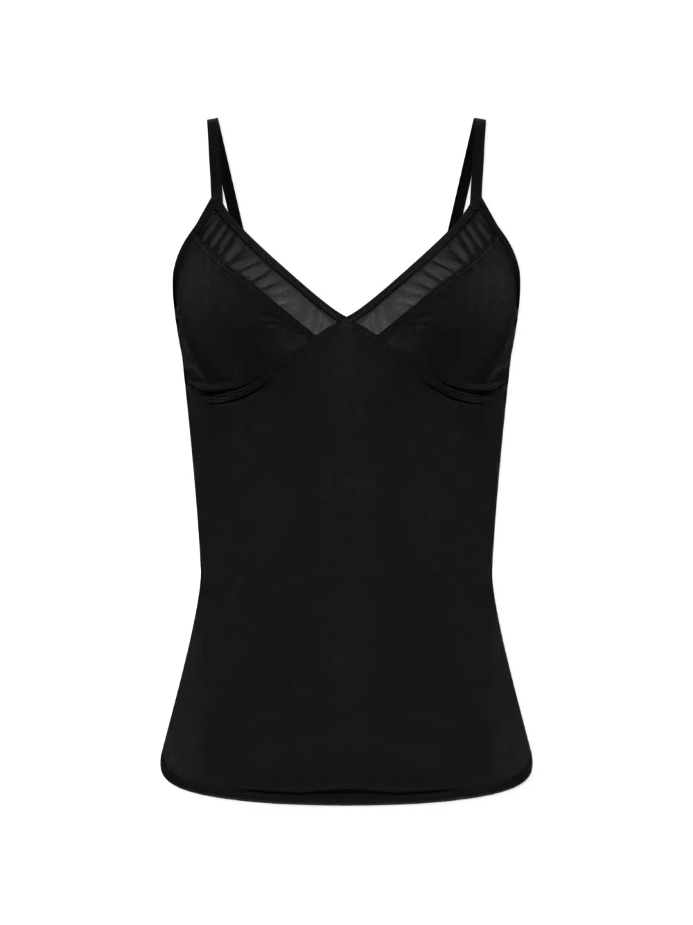 Heist Sheer Mesh-panelled V-neck Tank Top In Black