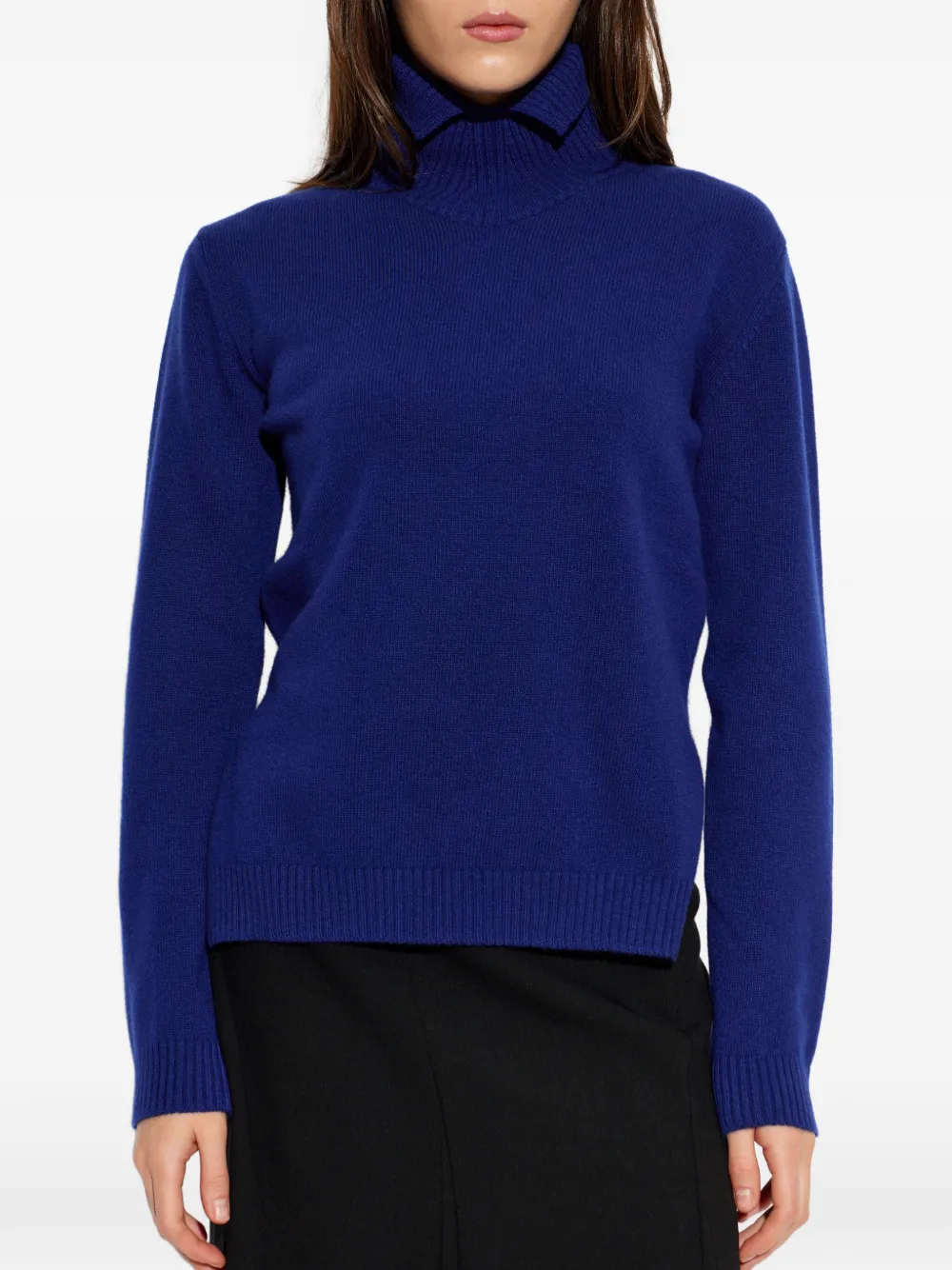 Jil Sander Trui met geribbelde kraag Blauw