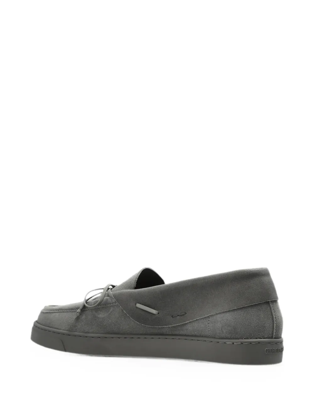 Giorgio Armani bow-detail suede loafers Grijs