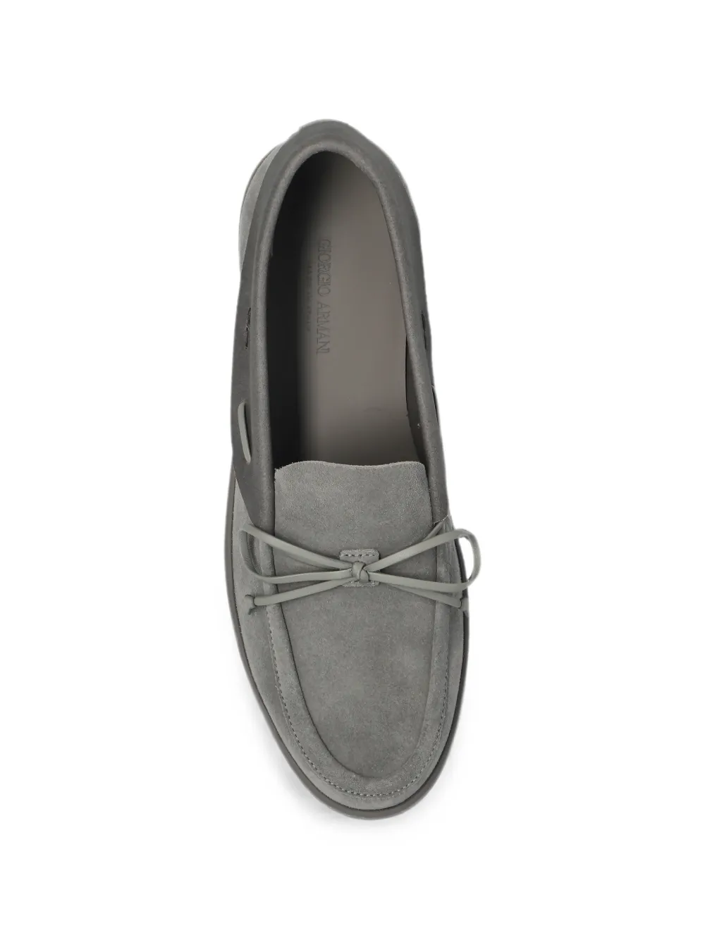 Giorgio Armani bow-detail suede loafers Grijs