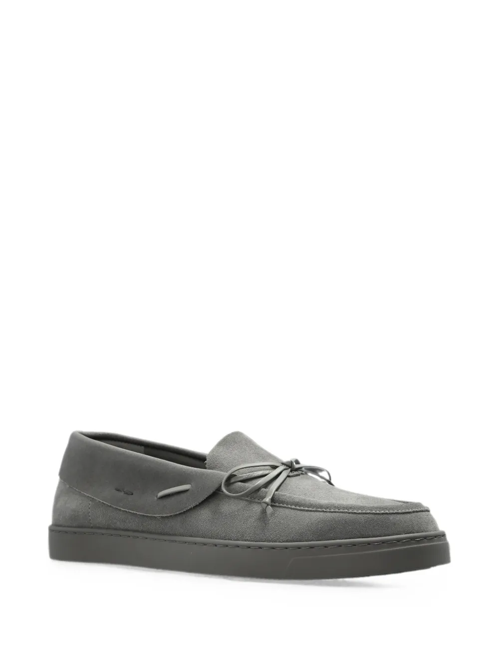 Giorgio Armani bow-detail suede loafers Grijs