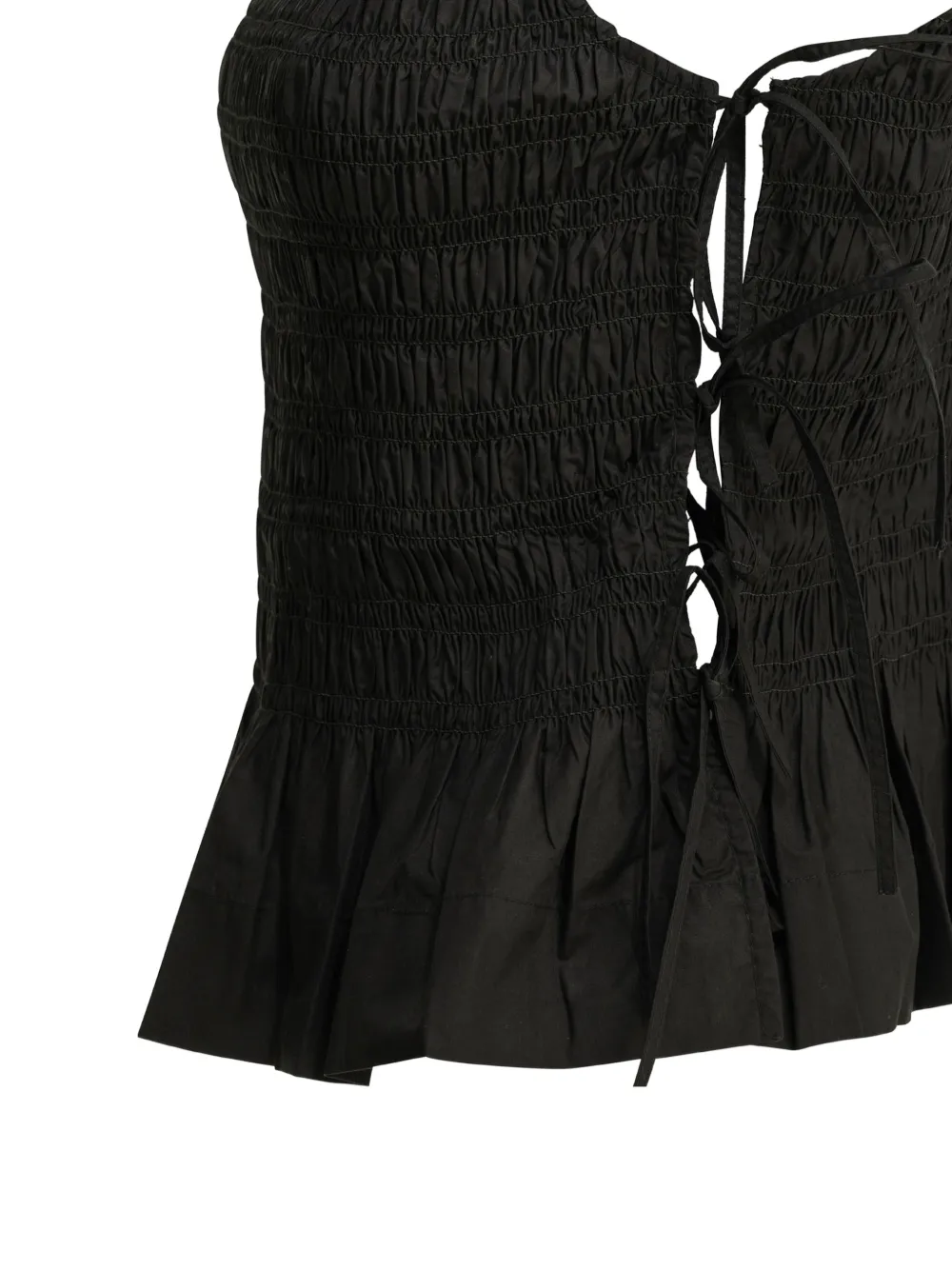 GANNI Peplum top met gesmockt effect Zwart