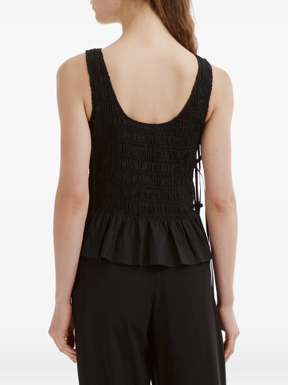 GANNI Peplum top met gesmockt effect Zwart