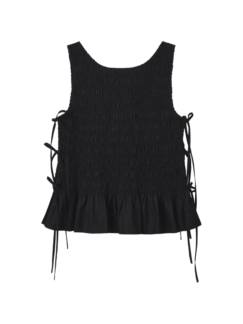 GANNI Peplum top met gesmockt effect Zwart