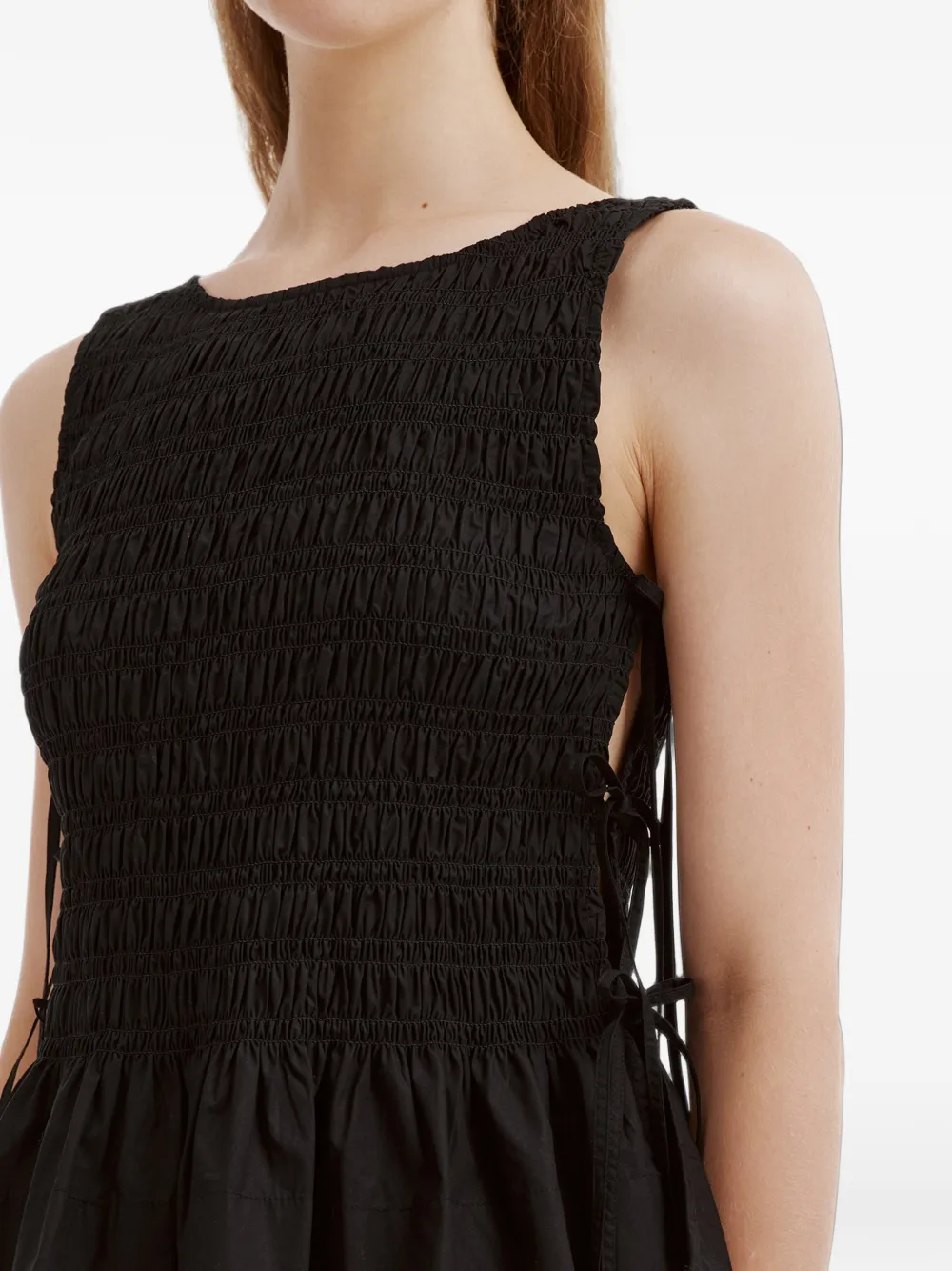 GANNI Peplum top met gesmockt effect Zwart