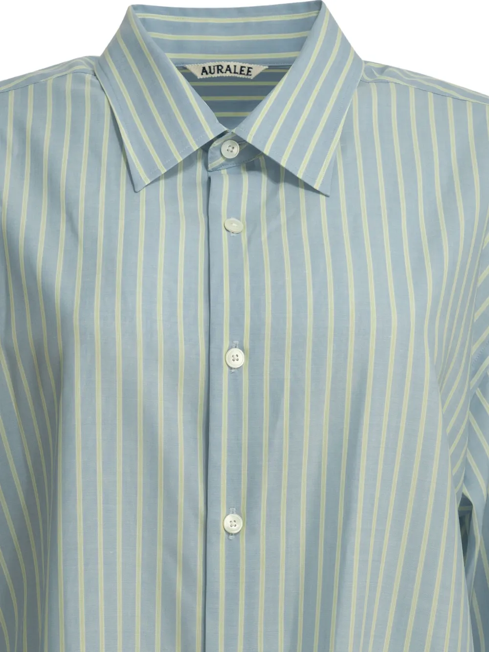 Auralee Striped Wool Shirt in Blue, view 4