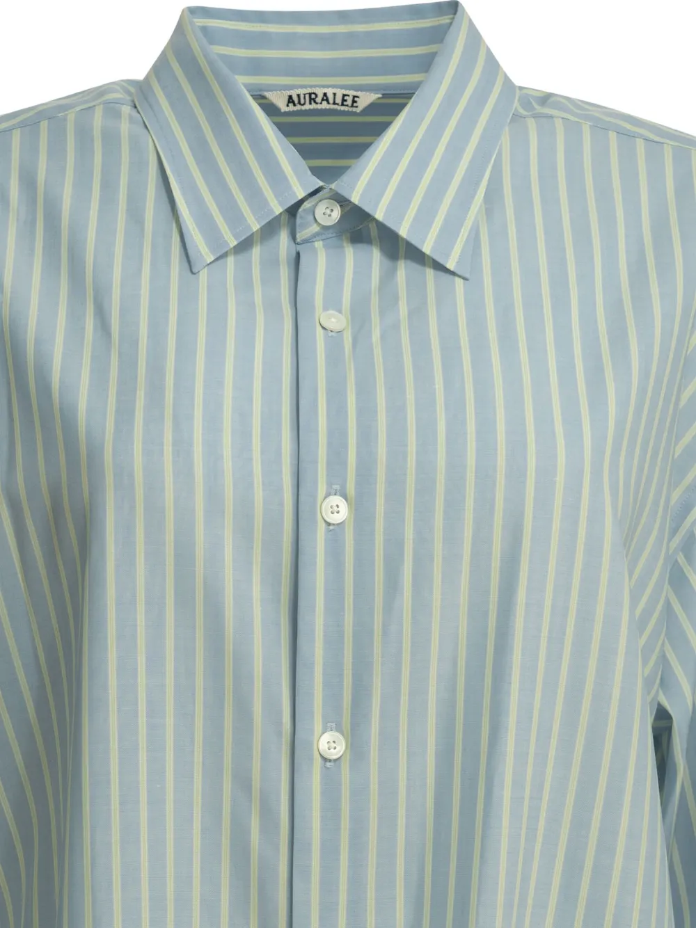 Auralee Striped Wool Shirt in Blue, view 5
