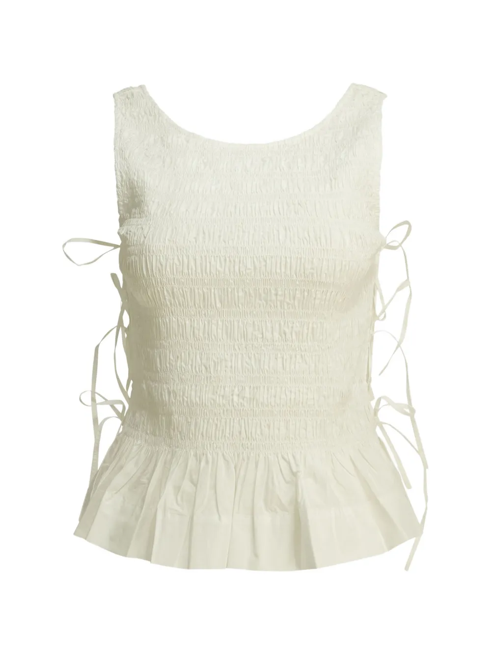 GANNI shirred side-tie Top - Toni neutri