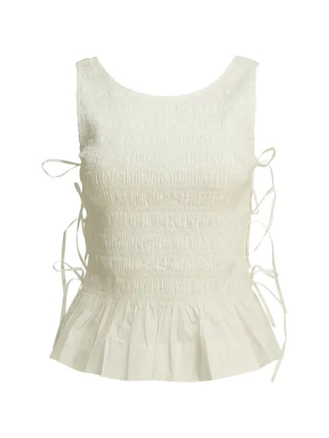 GANNI shirred side-tie Top