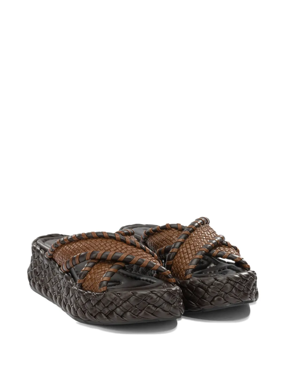 Toni Pons woven crossover-strap slides Bruin