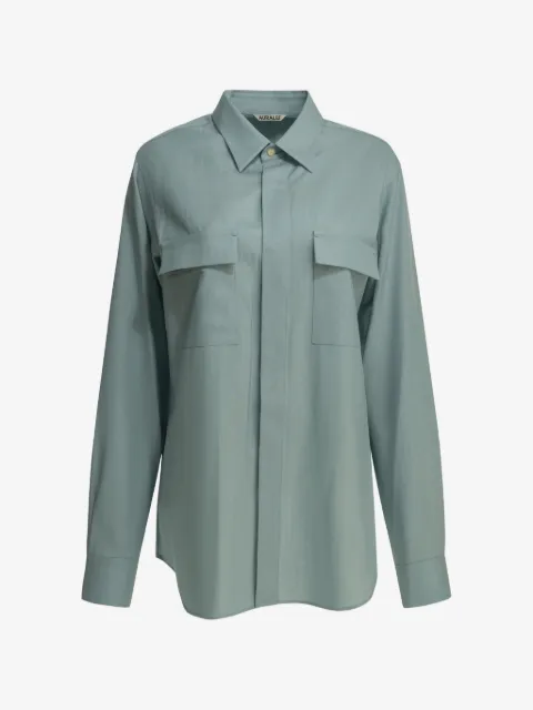 Auralee wool flap-pocket coat